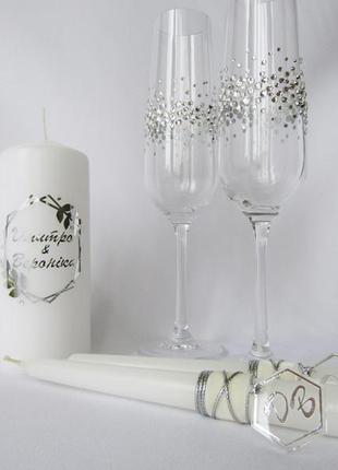 Весельный набор бокалы и свечи для зажигания семейного очага