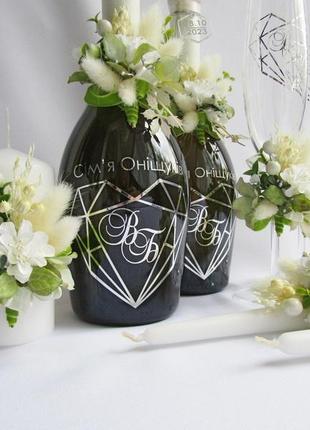 Весільні свічки ′сімейне вогнище′ декоровані сухоцвітами5 фото