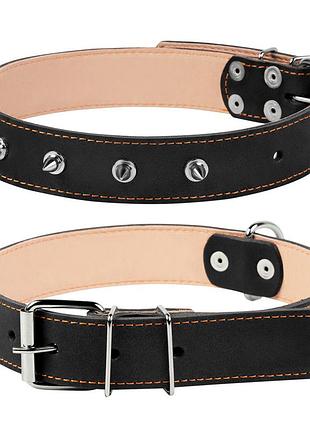 Ошейник "collar" двойной с шипами (ширина 35мм, длина 48-63см) черный