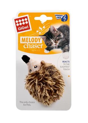 Игрушка для котов ёжик с электронным чипом gigwi melody chaser, искусственный мех, 10 см2 фото