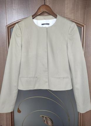 Бежевый коттоновый пиджак / жакет hugo boss (хлопок, эластан)1 фото