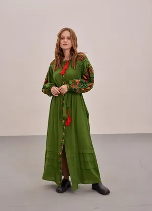 Вишиванка вишита сукня з льону в стилі бохо "надія"5 фото
