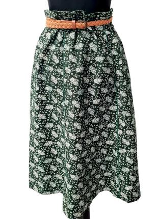 Замечательный красивый крутой винтажный австрийский костюм жакет блузка блуза юбка ретро винтаж натуральный хлопок цветы цветочный принт7 фото