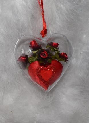 Підвіска-серце "трояндочки в сердечку" подарунок1 фото
