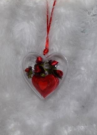 Підвіска-серце "трояндочки в сердечку" подарунок2 фото