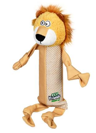 Игрушка для собак лев с пластиковой бутылкой и пищалкой gigwi eco friendz, переработанный текстиль, пэт, l, 39 см