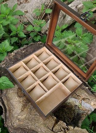 Шкатулка для часов tm wooden organizer ольха - цвет "венге"4 фото