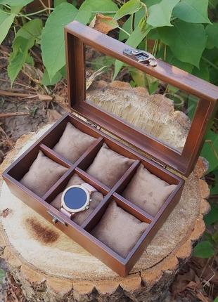 Скринька для годинників tm wooden organizer вільха - колір "палісандр"7 фото