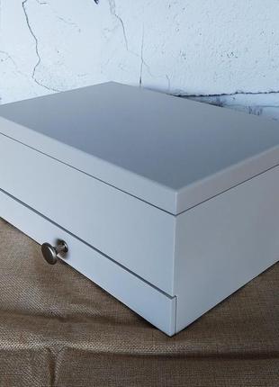 Скринька для прикрас | "classic white-sapphire blue" | tm wooden organizer2 фото