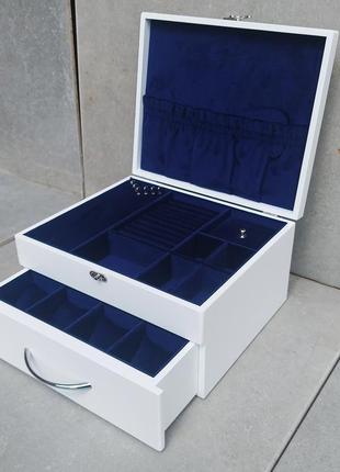 Скриня для прикрас tm wooden organizer "eco-white blue" білий jb012
