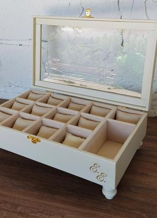 Скринька для годинників tm wooden organizer "milk-white" молочний wb0081 фото