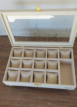 Скринька для годинників tm wooden organizer "milk-white" молочний wb0085 фото
