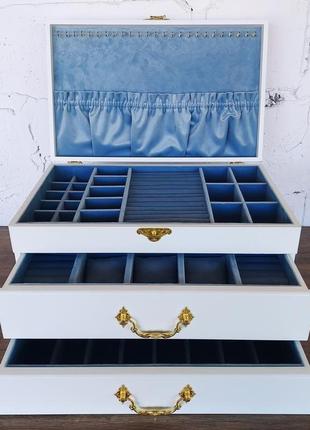 Комод для украшений tm wooden organizer "classic white & sky blue" белый ds0058 фото