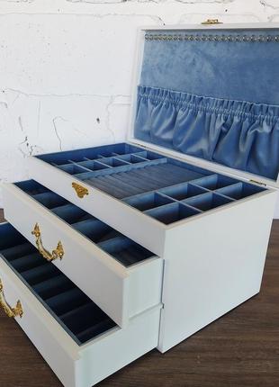 Комод для украшений tm wooden organizer "classic white & sky blue" белый ds0051 фото