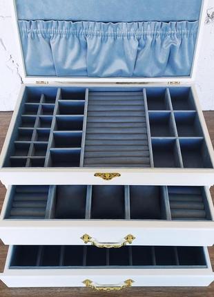 Комод для украшений tm wooden organizer "classic white & sky blue" белый ds0057 фото