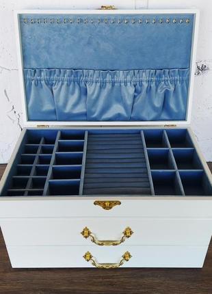 Комод для украшений tm wooden organizer "classic white & sky blue" белый ds0055 фото