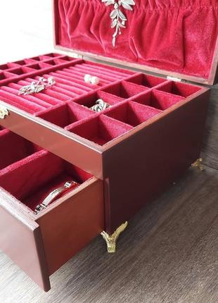 Скринька для прикрас колір червоне дерево тm wooden organizer4 фото