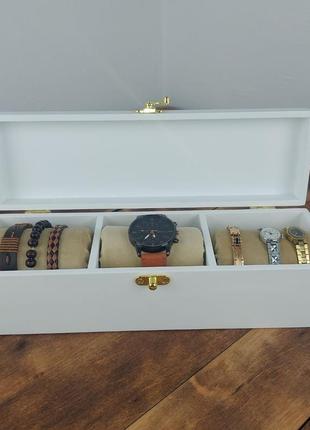 Скринька для зберігання наручних аксесуарів біла, тм wooden organizer