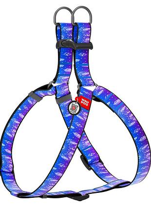 Шлея для собак waudog nylon c qr паспортом, рисунок "ловец снов", пластиковый фастекс, ш 15 мм, дл 40-55 см