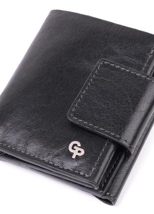 Шикарний гаманець із безліччю відділень із люксової натуральної шкіри grande pelle 22573 чорний