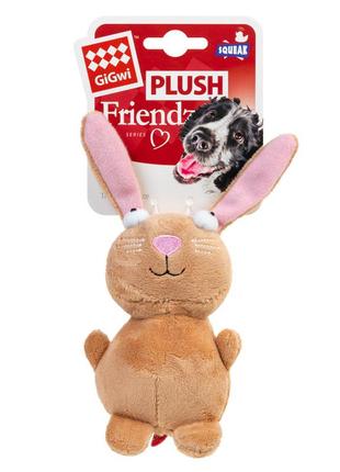 Игрушка для собак кролик с пищалкой gigwi plush, плюш, 16 см2 фото