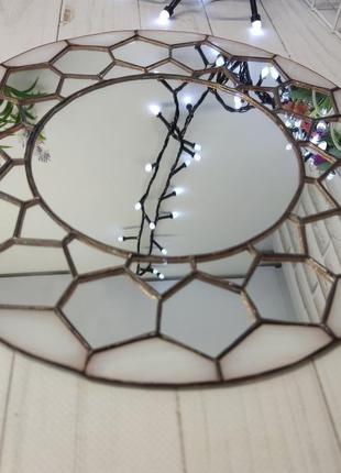 Витражное зеркало геометрическое3 фото