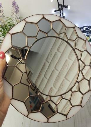 Витражное зеркало геометрическое2 фото