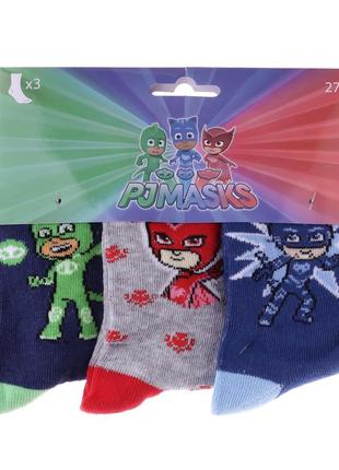 Шкарпетки pj masks bibou all over tete/gluglu/yoyo 3p синьо-блакитний, сірий діт 23-26 арт 83896248-2 фото