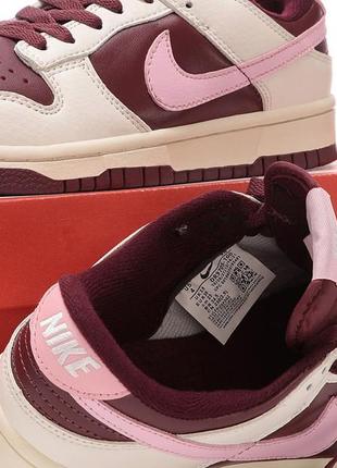 Шикарные женские кроссовки nike sb dunk low retro prm valentine’s day бежевые с бордовым8 фото