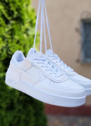 Жіночі шкіряні кросівки nike air force 1 low shadow white найк форси шадоу