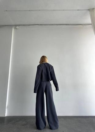 Женский костюм тройка укороченный жакет +топ + штаны палаццо7 фото
