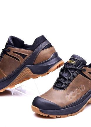 Кроссовки кожаные ecco super track  olive