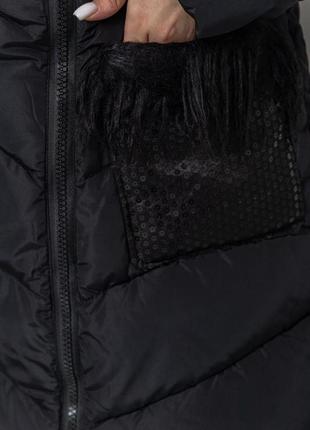 Куртка жіноча однотонна, колір чорний, 235r50685 фото