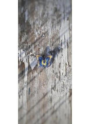 Вишита брошка жовто-блакитний метелик ручної роботи.5 фото