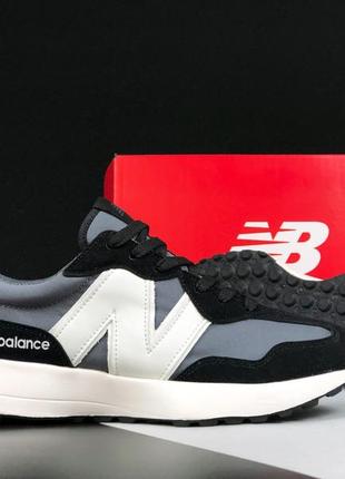 New balance 327 чорні з білим кросівки кеди чоловічі нью баланс весняні осінні демісезонні відмінна якість низькі замша замшеві текстильні легкі