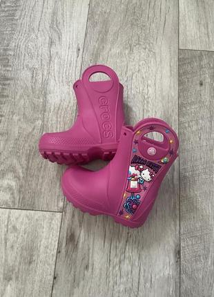 Резиновые ботинки сапоги розовые crocs размер 23 с6