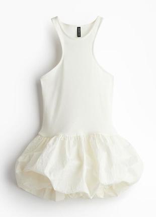 Платье баллон женский молочно-белое hm new1 фото