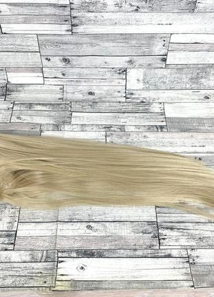 8575 хвост блонд 16/613 прямой на крабе 60см термо из искусственных волос шиньон2 фото