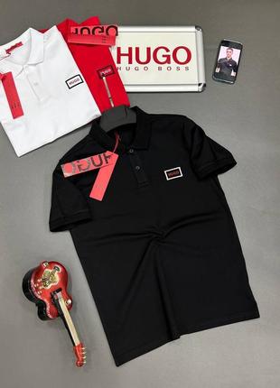 Чоловіча чорна футболка поло мужская футболка с коротким рукавом поло hugo boss1 фото