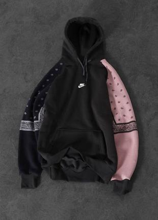 Nike худи на флисе, черно-розовое