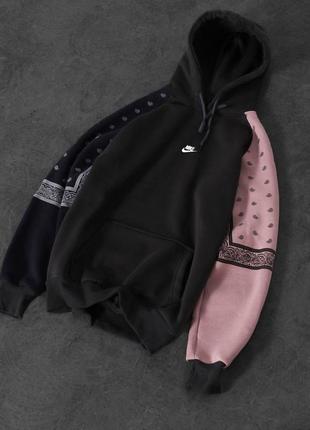Nike худи на флисе, черно-розовое2 фото