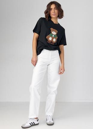 Жіноча футболка з ведмежам — чорний колір, m (є розміри)3 фото