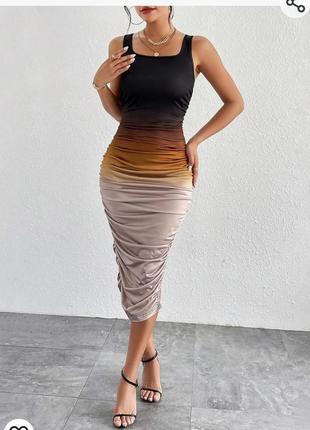 Нарядна сукня-резинка з вирізом від shein