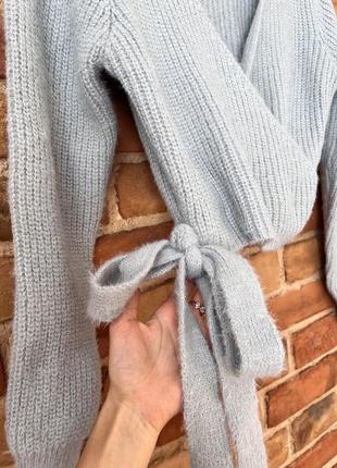Голубой укороченный свитер нежный теплый мягкий на завязках shein s 365 фото