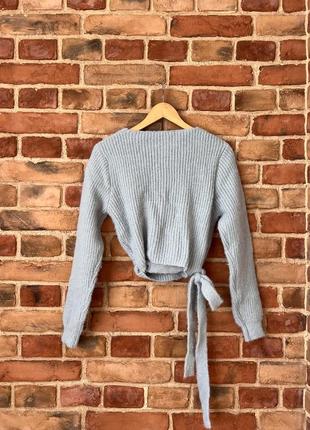 Голубой укороченный свитер нежный теплый мягкий на завязках shein s 362 фото