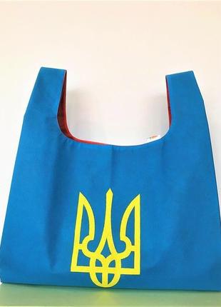Велика сумка-шопер для покупок "morti", патріотичний принт, ручна робота. екосумка.україна1 фото