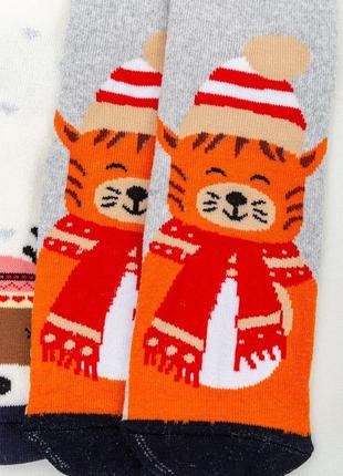 Комплект жіночих шкарпеток новорічних 3 пари, колір молочний;світло-сірий;темно-сірий;, 151r2593 фото