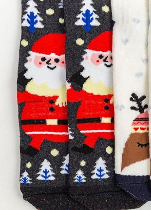 Комплект жіночих шкарпеток новорічних 3 пари, колір молочний;світло-сірий;темно-сірий;, 151r2595 фото