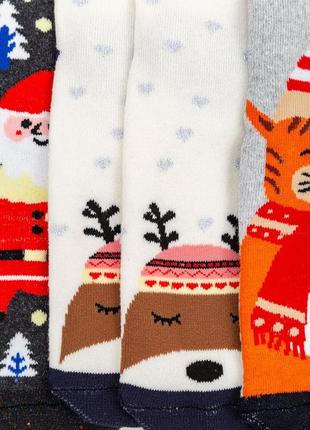 Комплект жіночих шкарпеток новорічних 3 пари, колір молочний;світло-сірий;темно-сірий;, 151r2594 фото