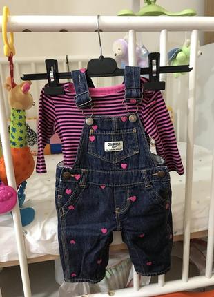 Комплект oshkosh {джинсовый комбез/бодик}/3 месяца
